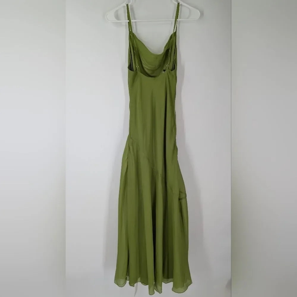 Abercrombie & Fitch Y2K Inspired Green Cowl Neck Slip Maxi Dress X-Small XS NWT